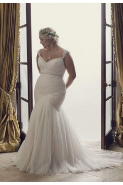 Mermaid Beaded Tulle Long Wedding Dresses Bridal Gowns 903446