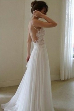 A-Line Lace Long Wedding Dresses Bridal Gowns 903448