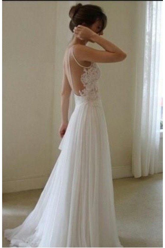 A-Line Lace Long Wedding Dresses Bridal Gowns 903448