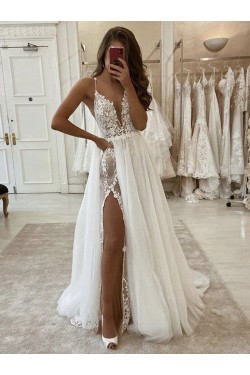 A-Line Lace and Tulle Wedding Dresses Bridal Gowns 903453