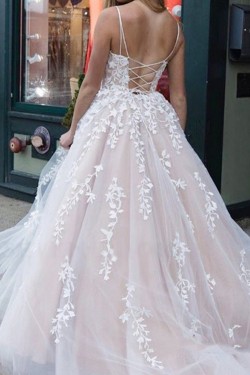 A-Line Lace and Tulle Wedding Dresses Bridal Gowns 903454
