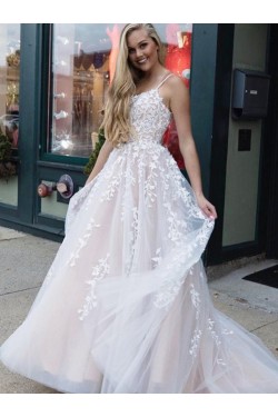 A-Line Lace and Tulle Wedding Dresses Bridal Gowns 903454