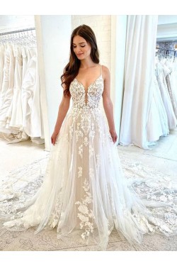 A-Line Lace and Tulle Wedding Dresses Bridal Gowns 903456