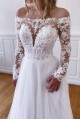 A-Line Lace and Tulle Long Sleeves Wedding Dresses Bridal Gowns 903457