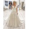 A-Line Lace and Tulle V Neck Wedding Dresses Bridal Gowns 903466