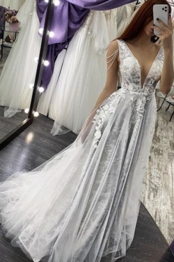 A-Line Lace and Tulle Wedding Dresses Bridal Gowns 903468