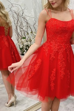 Short Red Lace Prom Dress Homecoming Graduation Dresses 904004