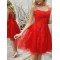 Short Red Lace Prom Dress Homecoming Graduation Dresses 904004
