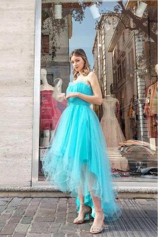 Short High Low Blue Tulle Prom Dress Homecoming Graduation Dresses 904006