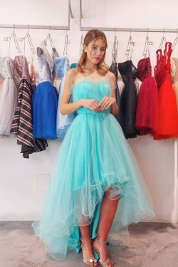 Short High Low Blue Tulle Prom Dress Homecoming Graduation Dresses 904006