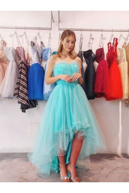 Short High Low Blue Tulle Prom Dress Homecoming Graduation Dresses 904006