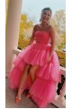 Short High Low Strapless Tulle Prom Dress Homecoming Graduation Dresses 904008