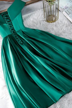 Short Green Satin Prom Dress Homecoming Graduation Dresses 904010