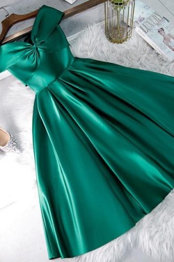 Short Green Satin Prom Dress Homecoming Graduation Dresses 904010