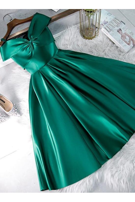 Short Green Satin Prom Dress Homecoming Graduation Dresses 904010