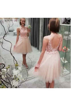 Short Pink Lace and Tulle Prom Dress Homecoming Graduation Cocktail Dresses 904015