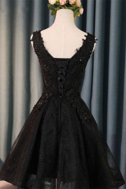Short Black Lace Prom Dress Homecoming Graduation Cocktail Dresses 904021