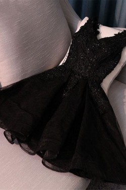 Short Black Lace Prom Dress Homecoming Graduation Cocktail Dresses 904021