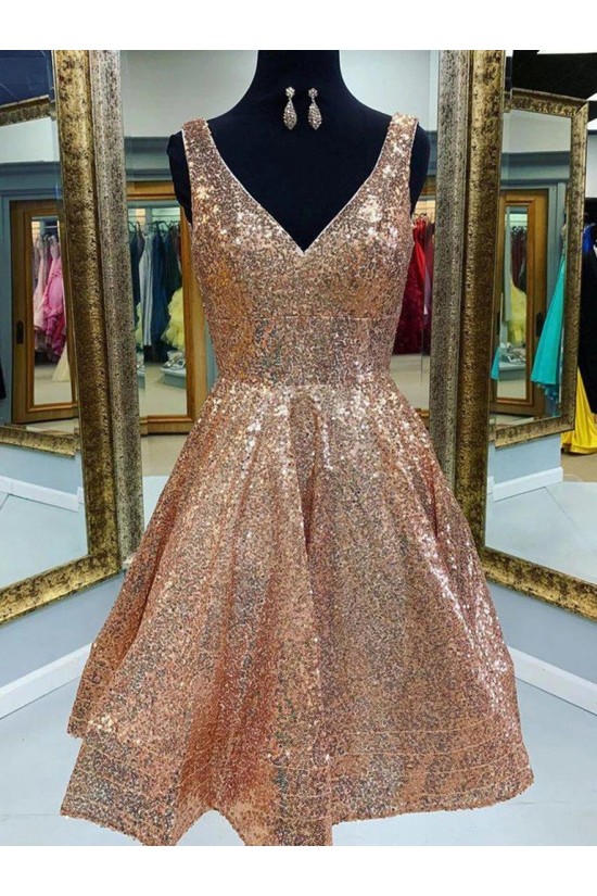 Short Sparkle Sequins Prom Dress Homecoming Graduation Cocktail Dresses 904023