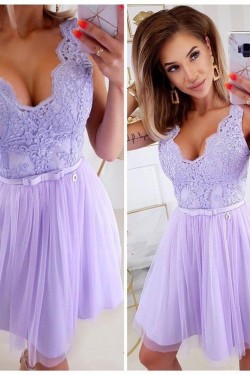 Short Lace and Tulle Prom Dress Homecoming Graduation Cocktail Dresses 904029