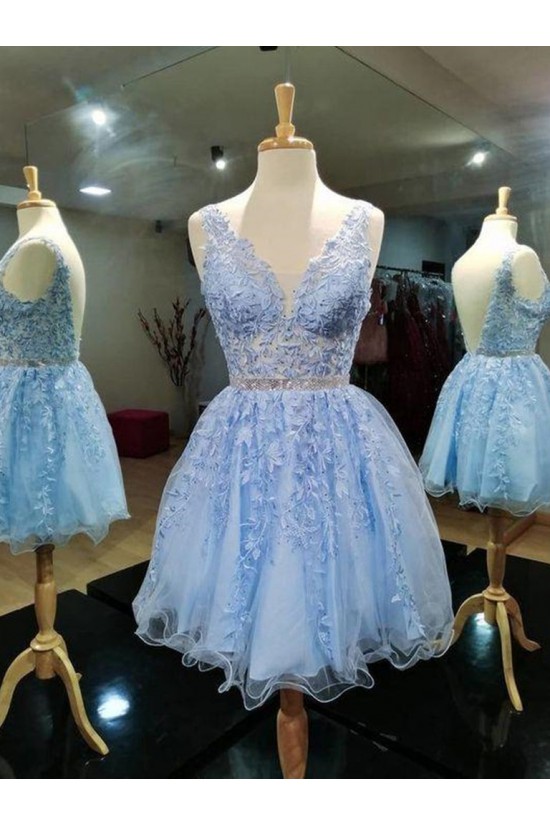 Short Blue Lace Prom Dress Homecoming Graduation Cocktail Dresses 904032