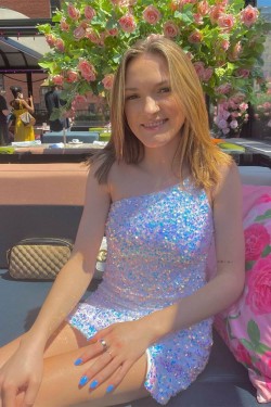 Short Sequins One Shoulder Prom Dresses Homecoming Dresses 904034