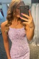 Short Lilac Tight Lace Prom Dresses Homecoming Dresses 904039