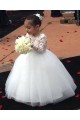 Lace and Tulle Long Sleeves Floor-Length Flower Girl Dresses 905002