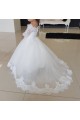 Lace and Tulle Floor-Length Flower Girl Dresses with Sleeves 905003