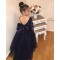 Lace and Tulle Long Sleeves Navy Blue Floor-Length Flower Girl Dresses 905004