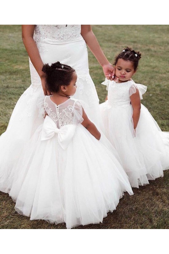 Lace and Tulle Floor-Length Flower Girl Dresses 905005