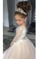 A-Line Lace and Tulle Long Sleeves Floor-Length Flower Girl Dresses 905008 A-Line Lace and Tulle Long Sleeves Floor-Length Flower Girl Dresses 905008