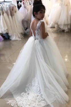 A-Line Lace and Tulle Floor-Length Flower Girl Dresses 905009