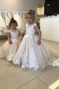 A-Line Lace and Tulle Floor-Length Flower Girl Dresses 905010