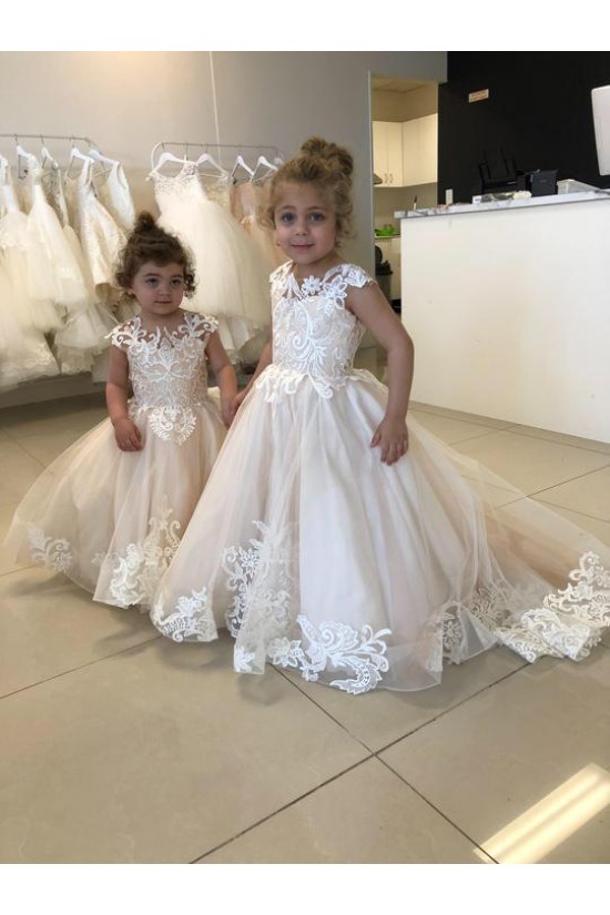 A-Line Lace and Tulle Floor-Length Flower Girl Dresses 905010