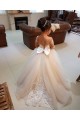 Cute Lace and Tulle Long Sleeves Flower Girl Dresses 905017