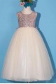 Sequins and Tulle Floor Length Flower Girl Dresses 905023