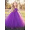 Cute Floor Length Purple Tulle Flower Girl Dresses 905030