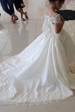 Cute Floor Length Lace Flower Girl Dresses 905031