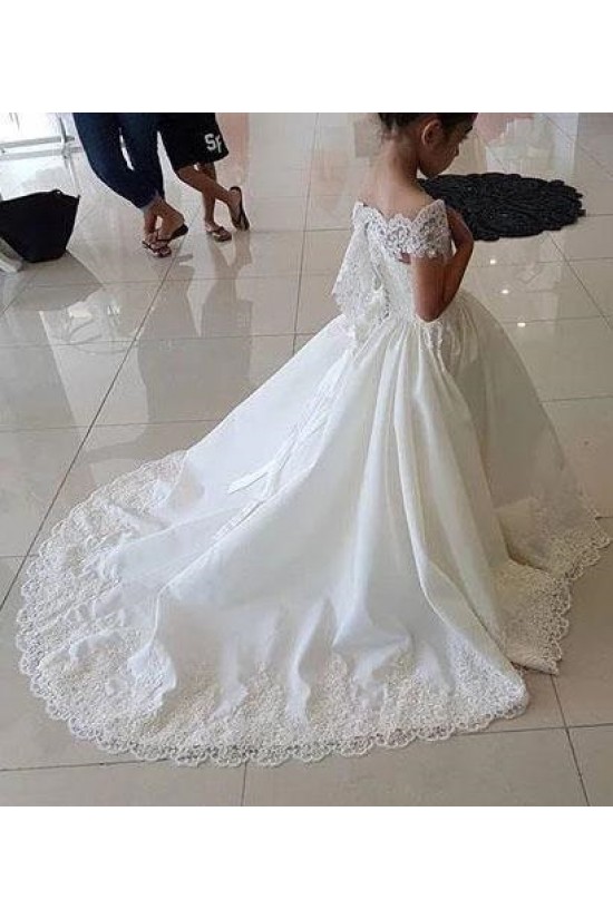 Cute Floor Length Lace Flower Girl Dresses 905031