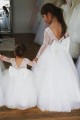 Lace and Tulle Long Sleeves Flower Girl Dresses 905034