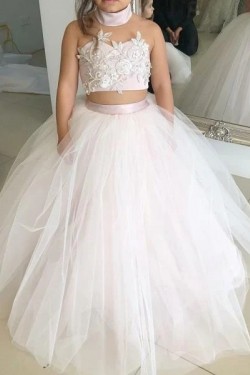 Lace and Tulle Two Pieces Flower Girl Dresses 905037