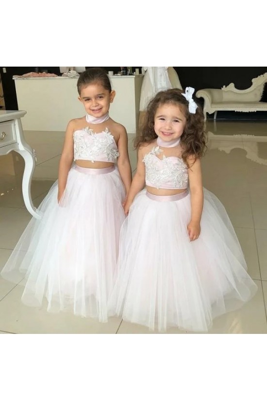 Lace and Tulle Two Pieces Flower Girl Dresses 905037