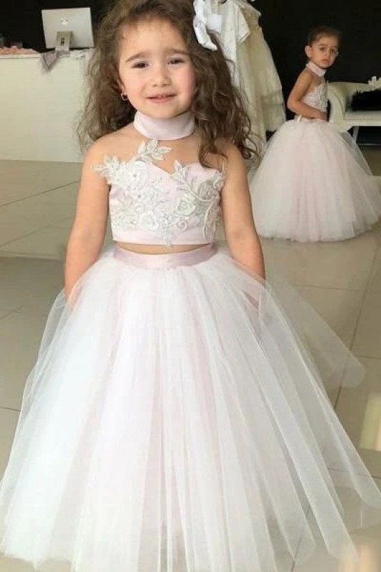 Lace and Tulle Two Pieces Flower Girl Dresses 905037