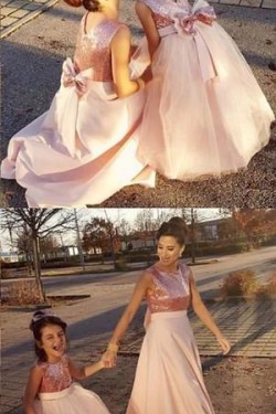 Cute Pink Floor Length Flower Girl Dresses 905039
