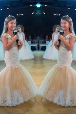 Mermaid Lace Floor Length Flower Girl Dresses 905045