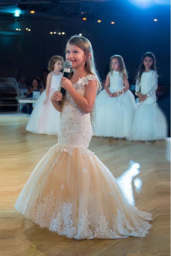 Mermaid Lace Floor Length Flower Girl Dresses 905045