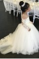 Lace and Tulle Long Sleeves Flower Girl Dresses 905047