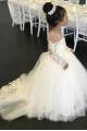 Lace and Tulle Long Sleeves Flower Girl Dresses 905047