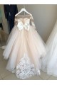 Lace and Tulle Long Sleeves Flower Girl Dresses 905047